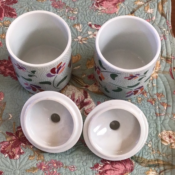 🌸🌾 Rare Set of 3, Vintage Germaine Monteil Porcelain Canisters Set - Picture 5 of 10